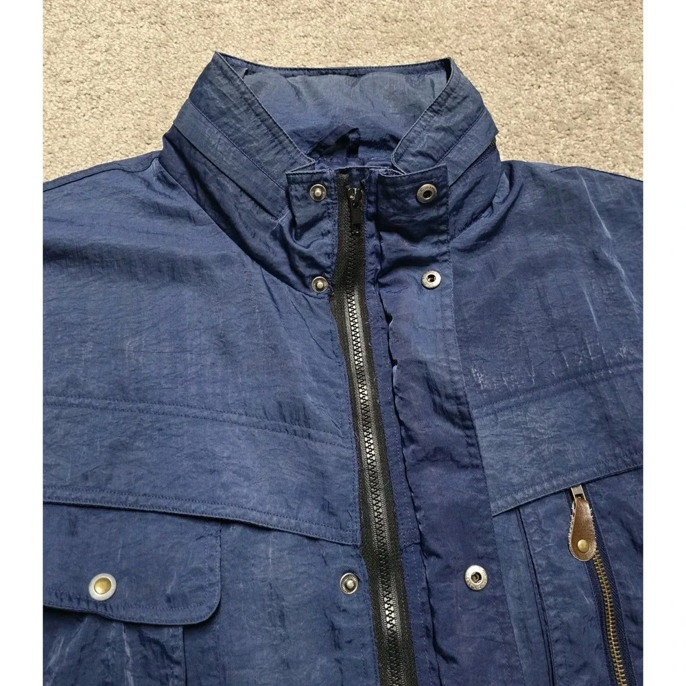 Vintage Mountaintek Utility‎ Jacket Mens XL Blue Mountain Parka Retractable Hood